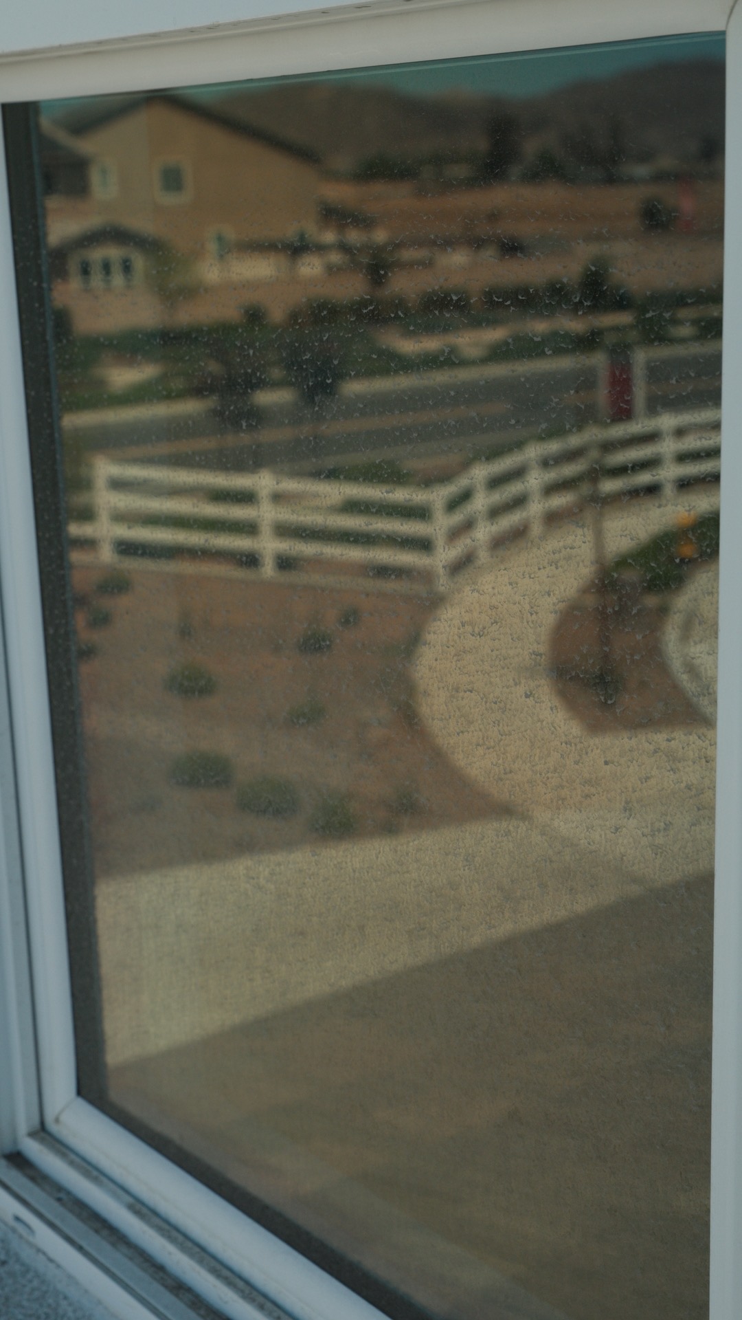 Dirty window before professional cleaning